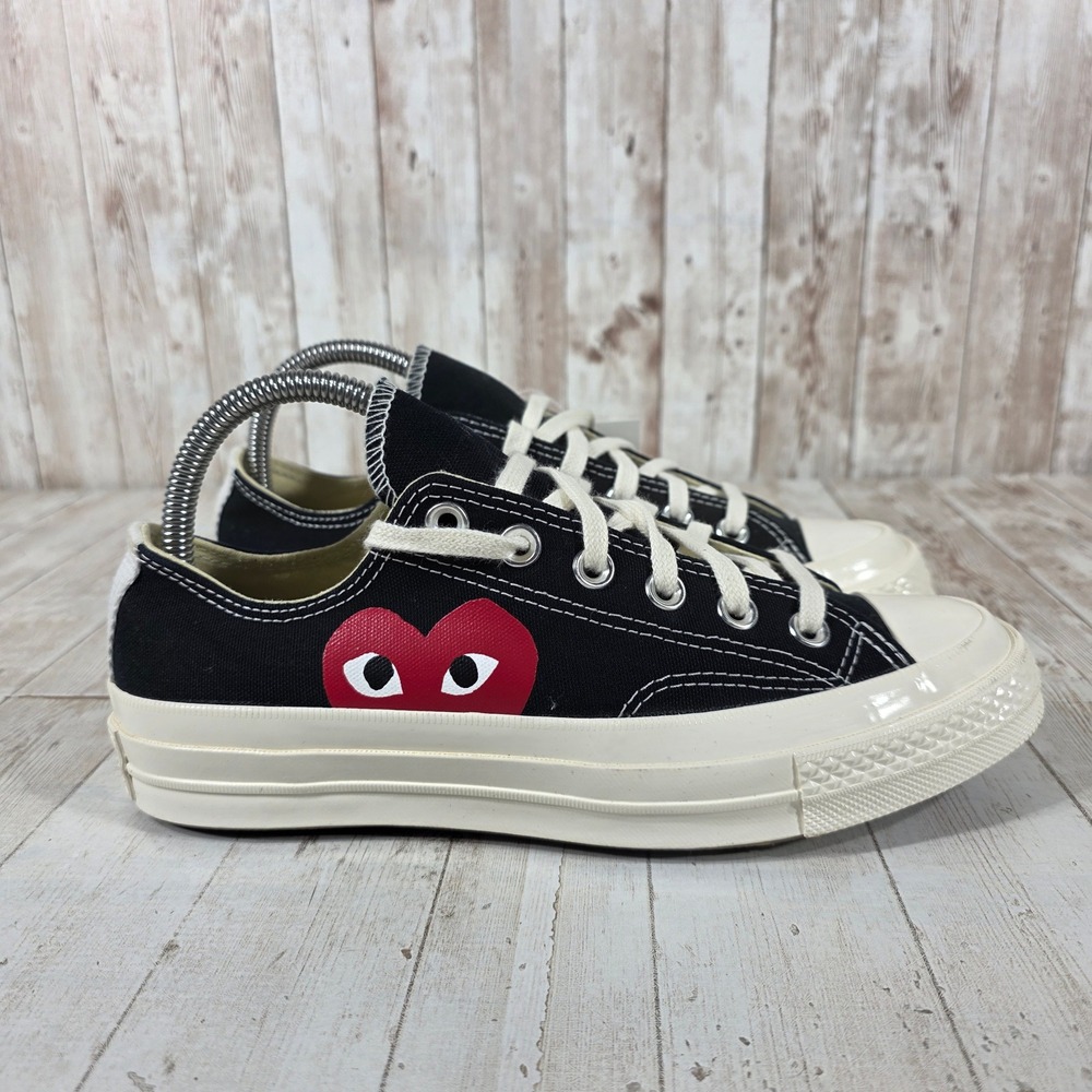 CDG Play x Converse Chuck 70 Low Black Heart Sneakers 150206C Womens 7.5